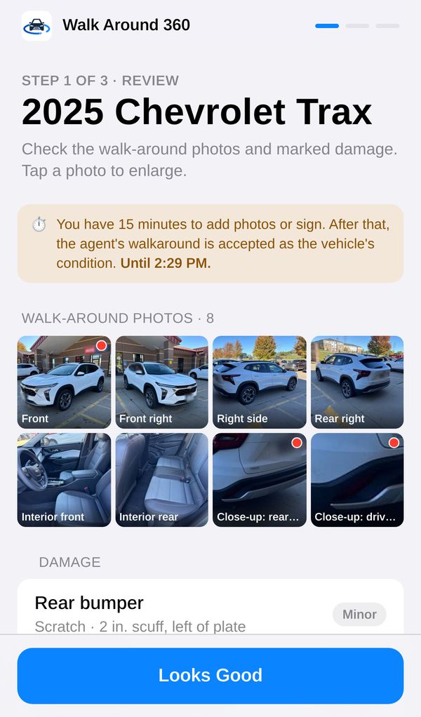 Customer reviews the latest walk-around photos
